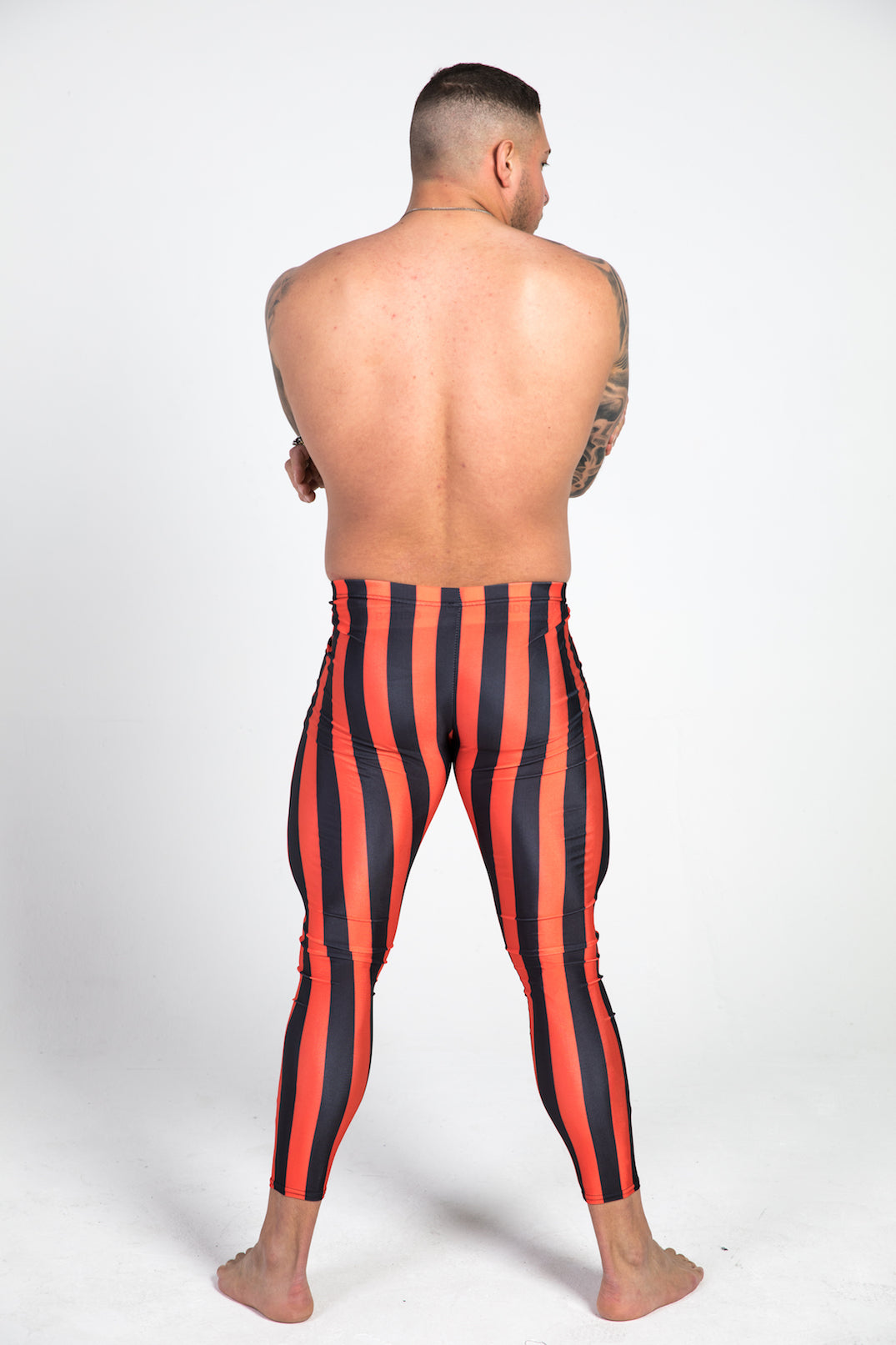 back red striped leggings