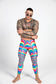 man wearing rainbow leggings