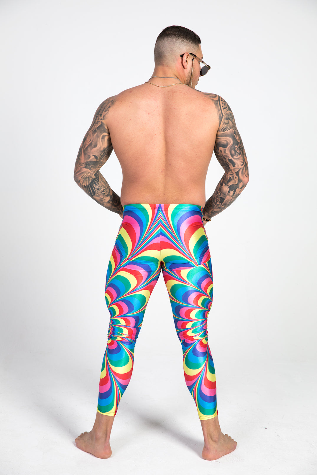 back rainbow leggings