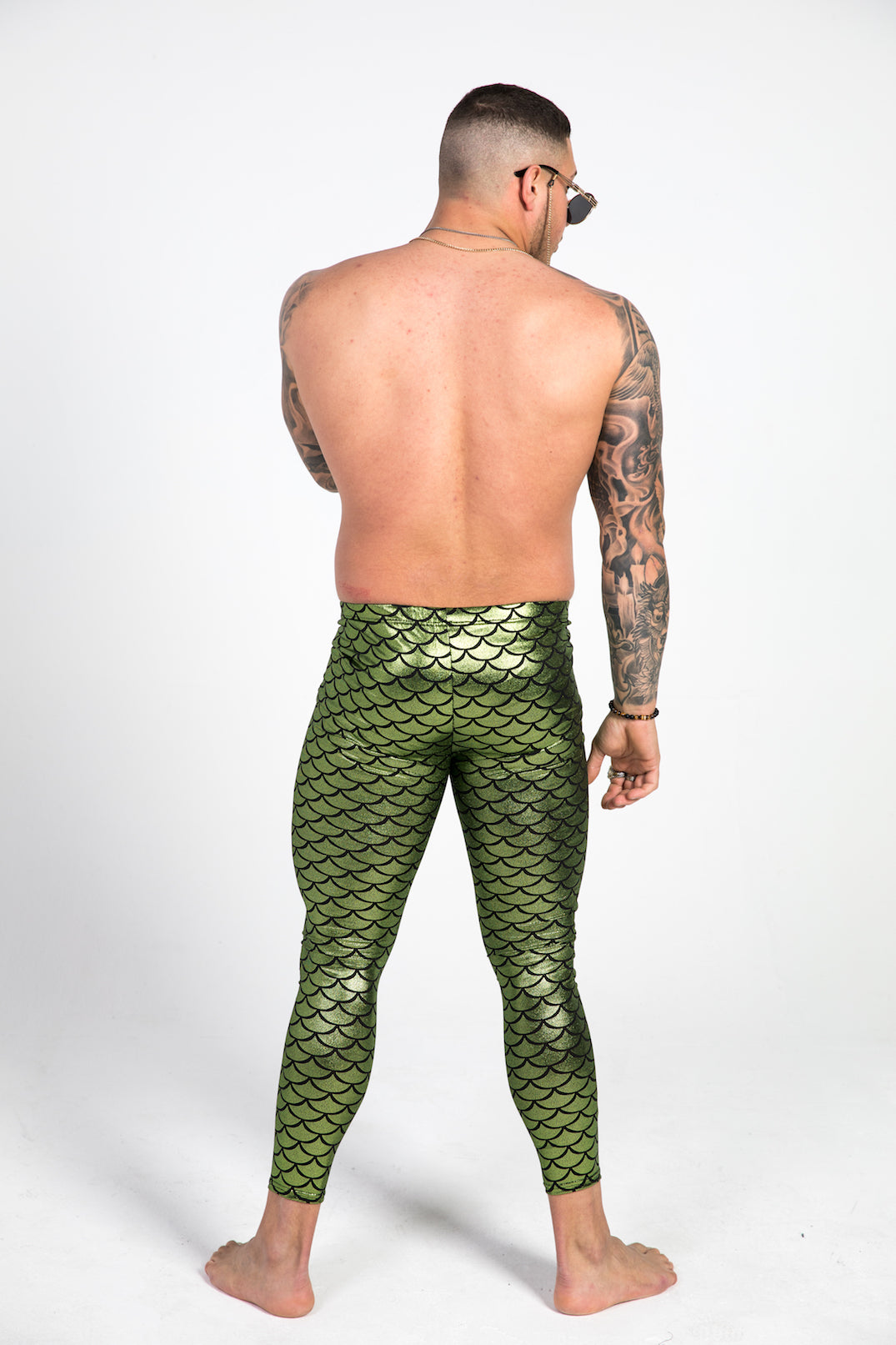 back green fish scale leggings