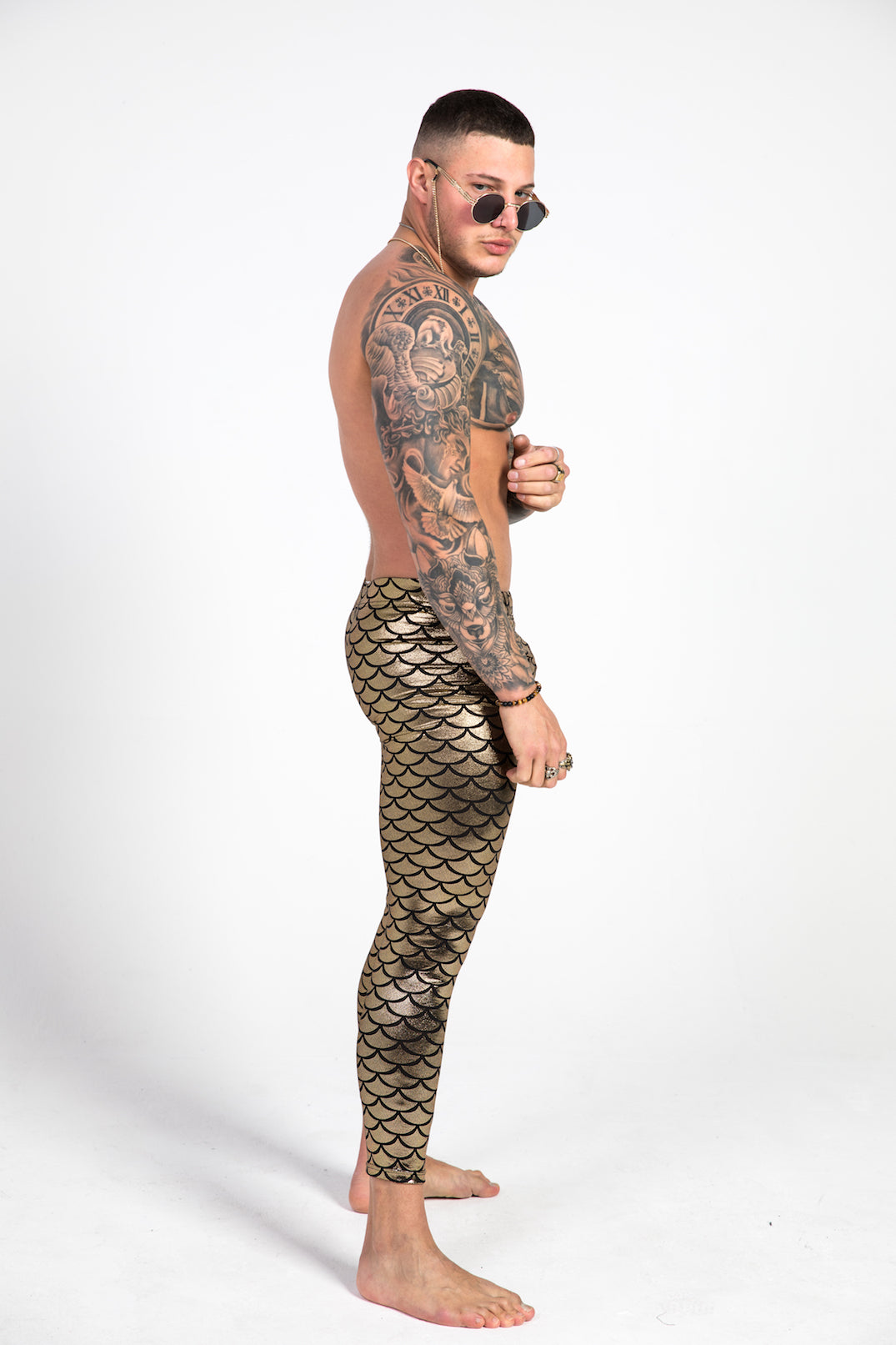 right side gold fish scale leggings