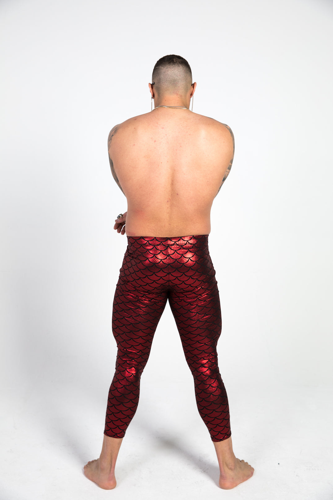 back red fish scale leggings