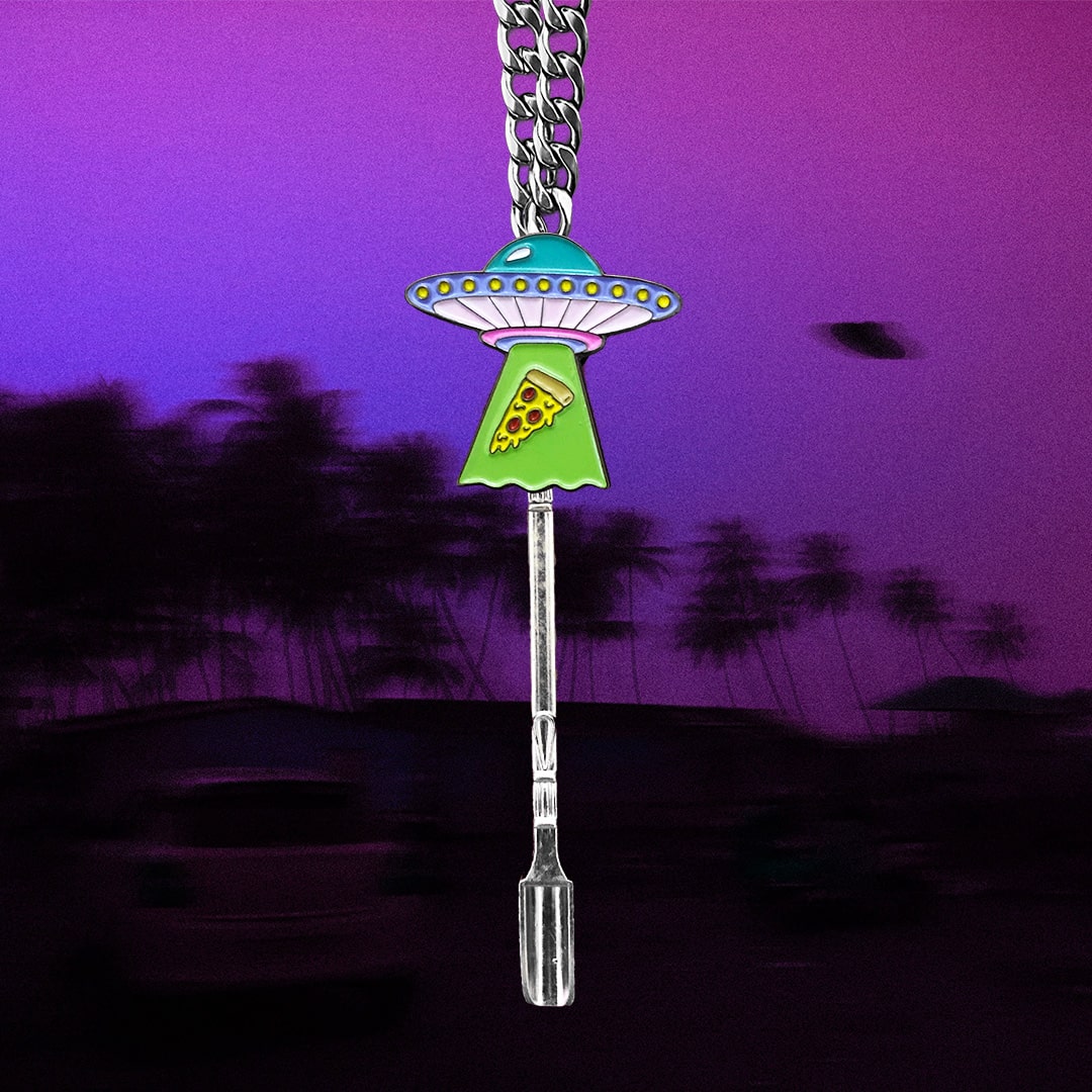 Alien UFO Pizza Spoon Necklace