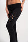 Flare Fringe Pants with Floral Cutouts - Black