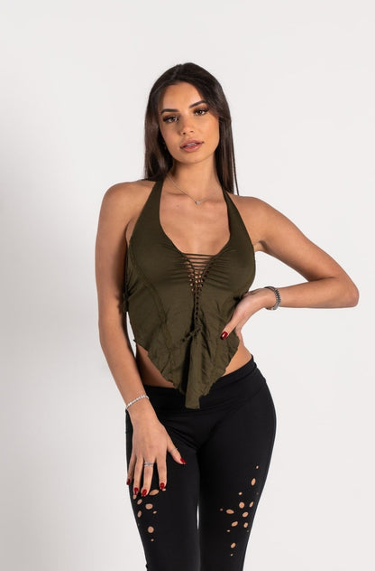 Tulip Top - Olive Green