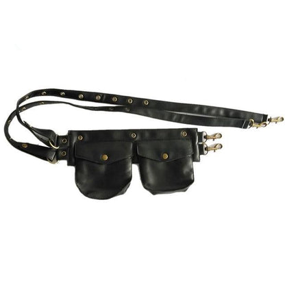 black double strap leather belt